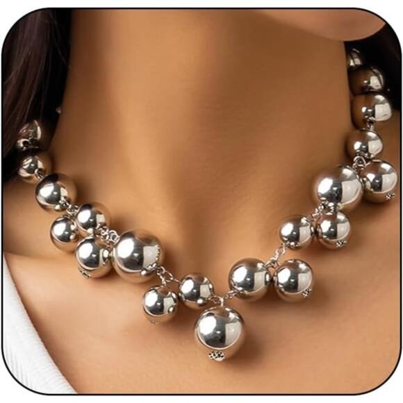 Chunky Gold Pearl Choker Necklace | Statement Jewelry - Picture 1 of 6